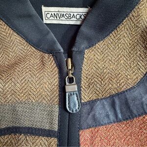 Vintage Canvasbacks Jacket. Brown and orange with black trim and zipper closure